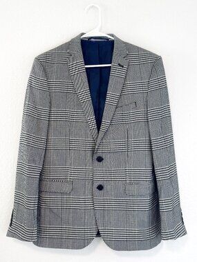 Nick Graham Men's New York Cut Modern Fit Blazer in Black & White 38R W31